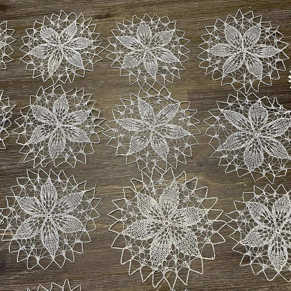 Antique Lot of 18 Handmade Round Doilies Table Top Doily Crochet Lace Cottage